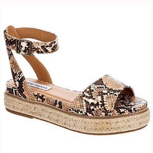 Steve Madden GABI ESPADRILLE PLATFORM SANDAL Tan Snakeskin New NWT